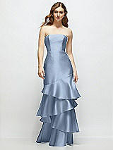 Front View Thumbnail - Cloudy Strapless Bodycon Maxi Dress with Tiered Ruffle Skirt