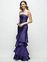 Side View Thumbnail - Grape Strapless Bodycon Maxi Dress with Tiered Ruffle Skirt