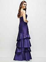 Rear View Thumbnail - Grape Strapless Bodycon Maxi Dress with Tiered Ruffle Skirt