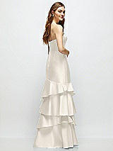 Rear View Thumbnail - Ivory Strapless Bodycon Maxi Dress with Tiered Ruffle Skirt