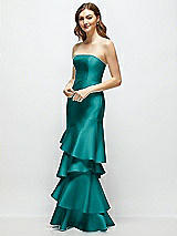 Side View Thumbnail - Jade Strapless Bodycon Maxi Dress with Tiered Ruffle Skirt