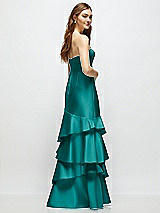 Rear View Thumbnail - Jade Strapless Bodycon Maxi Dress with Tiered Ruffle Skirt