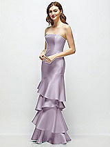 Side View Thumbnail - Lilac Haze Strapless Bodycon Maxi Dress with Tiered Ruffle Skirt