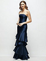 Side View Thumbnail - Midnight Navy Strapless Bodycon Maxi Dress with Tiered Ruffle Skirt