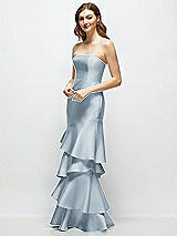 Side View Thumbnail - Mist Strapless Bodycon Maxi Dress with Tiered Ruffle Skirt