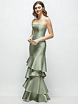 Side View Thumbnail - Sage Strapless Bodycon Maxi Dress with Tiered Ruffle Skirt