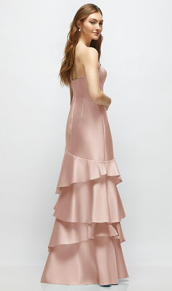 Back View - Toasted Sugar Strapless Bodycon Maxi Dress with Tiered Ruffle Skirt