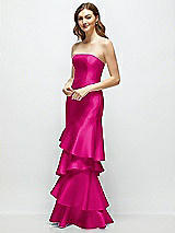 Side View Thumbnail - Think Pink Strapless Bodycon Maxi Dress with Tiered Ruffle Skirt