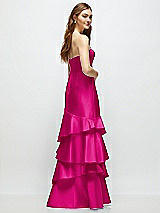 Rear View Thumbnail - Think Pink Strapless Bodycon Maxi Dress with Tiered Ruffle Skirt