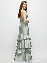 Rear View Thumbnail - Willow Green Strapless Bodycon Maxi Dress with Tiered Ruffle Skirt