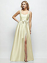 Side View Thumbnail - Butter Yellow Scoop-Neck Tank Bodice Maxi Dress with Full Skirt