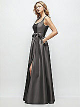 Front View Thumbnail - Caviar Gray Scoop-Neck Tank Bodice Maxi Dress with Full Skirt