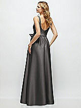 Rear View Thumbnail - Caviar Gray Scoop-Neck Tank Bodice Maxi Dress with Full Skirt