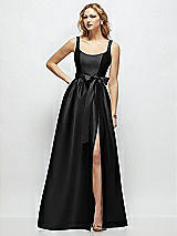 Side View Thumbnail - Black Scoop-Neck Tank Bodice Maxi Dress with Full Skirt