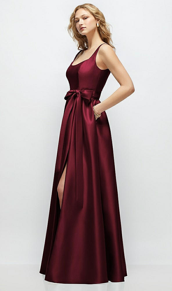 Front View - Cabernet Scoop-Neck Tank Bodice Maxi Dress with Full Skirt