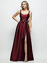 Side View Thumbnail - Cabernet Scoop-Neck Tank Bodice Maxi Dress with Full Skirt