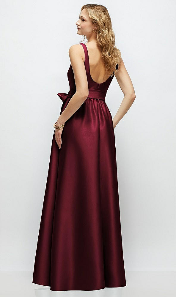 Back View - Cabernet Scoop-Neck Tank Bodice Maxi Dress with Full Skirt