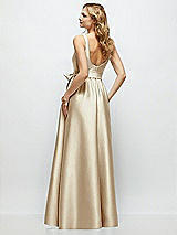 Rear View Thumbnail - Champagne Scoop-Neck Tank Bodice Maxi Dress with Full Skirt