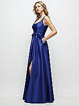 Front View Thumbnail - Cobalt Blue Scoop-Neck Tank Bodice Maxi Dress with Full Skirt