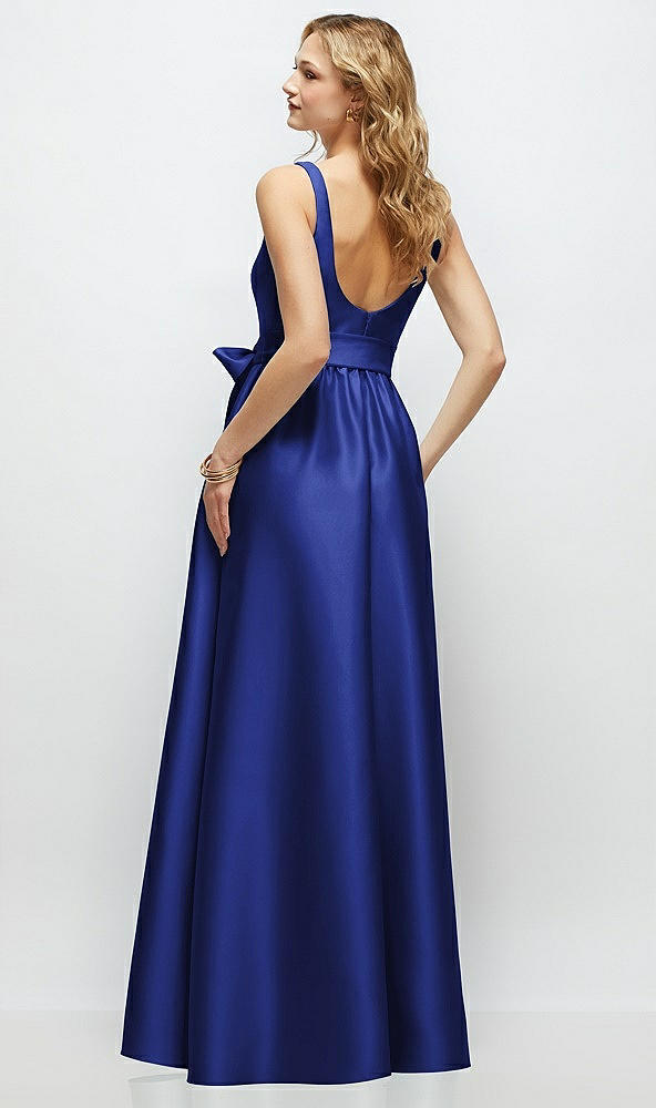 Back View - Cobalt Blue Scoop-Neck Tank Bodice Maxi Dress with Full Skirt