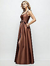 Front View Thumbnail - Cognac Scoop-Neck Tank Bodice Maxi Dress with Full Skirt