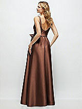 Rear View Thumbnail - Cognac Scoop-Neck Tank Bodice Maxi Dress with Full Skirt