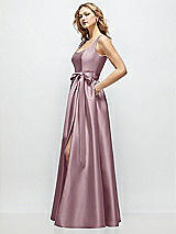 Front View Thumbnail - Dusty Rose Scoop-Neck Tank Bodice Maxi Dress with Full Skirt