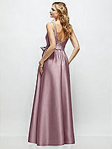 Rear View Thumbnail - Dusty Rose Scoop-Neck Tank Bodice Maxi Dress with Full Skirt