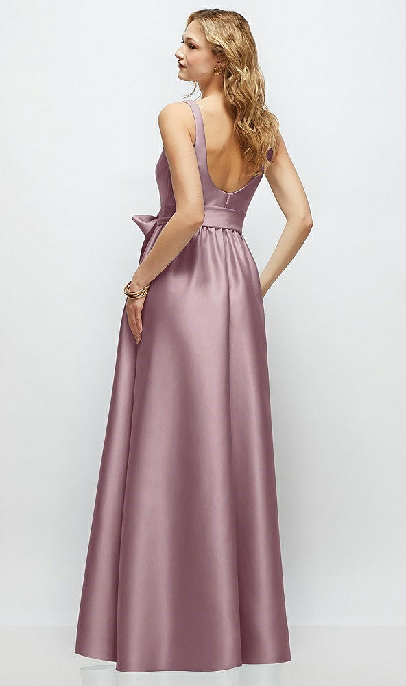 Back View - Dusty Rose Scoop-Neck Tank Bodice Maxi Dress with Full Skirt