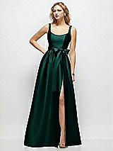 Side View Thumbnail - Evergreen Scoop-Neck Tank Bodice Maxi Dress with Full Skirt