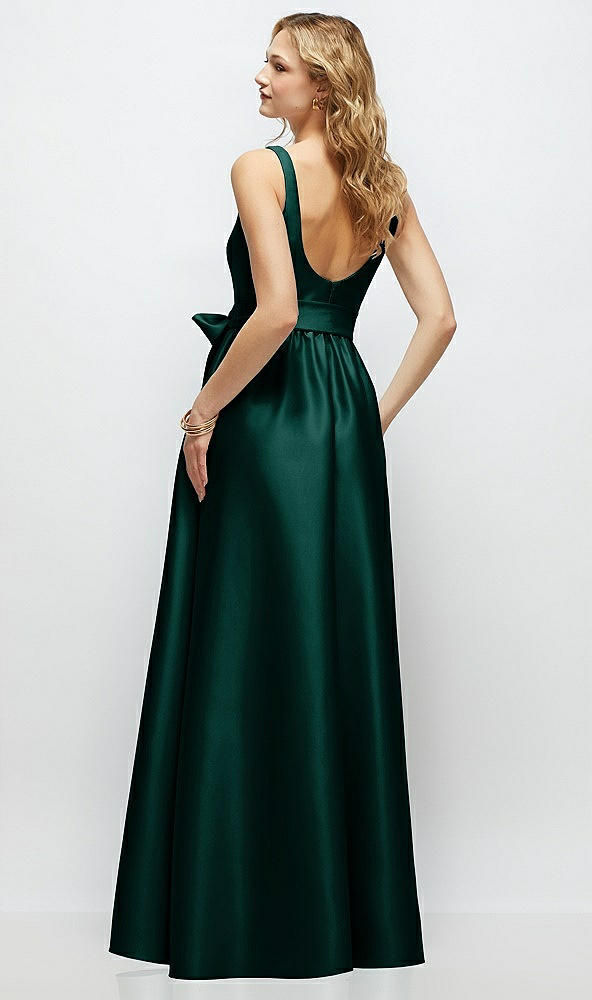 Back View - Evergreen Scoop-Neck Tank Bodice Maxi Dress with Full Skirt