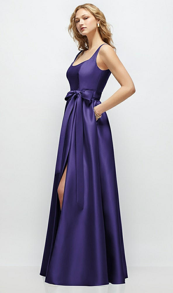 Front View - Grape Scoop-Neck Tank Bodice Maxi Dress with Full Skirt