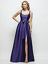 Side View Thumbnail - Grape Scoop-Neck Tank Bodice Maxi Dress with Full Skirt