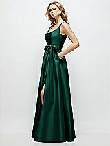 Front View Thumbnail - Hunter Green Scoop-Neck Tank Bodice Maxi Dress with Full Skirt