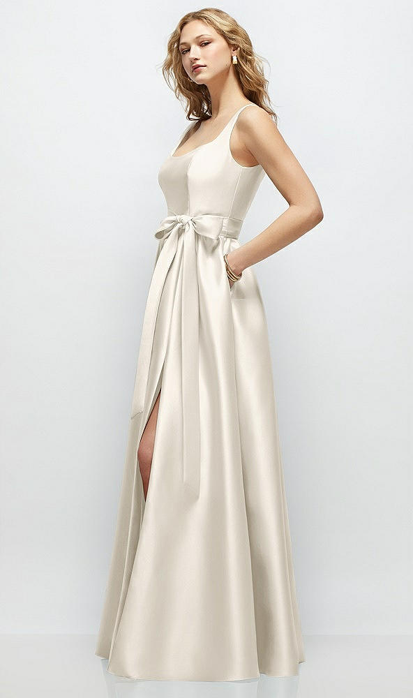 Front View - Ivory Scoop-Neck Tank Bodice Maxi Dress with Full Skirt