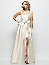 Side View Thumbnail - Ivory Scoop-Neck Tank Bodice Maxi Dress with Full Skirt