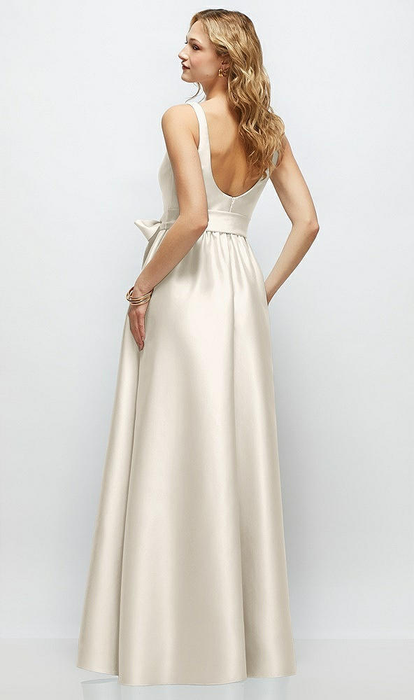 Back View - Ivory Scoop-Neck Tank Bodice Maxi Dress with Full Skirt