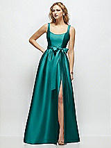 Side View Thumbnail - Jade Scoop-Neck Tank Bodice Maxi Dress with Full Skirt