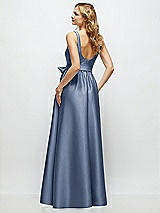 Rear View Thumbnail - Larkspur Blue Scoop-Neck Tank Bodice Maxi Dress with Full Skirt