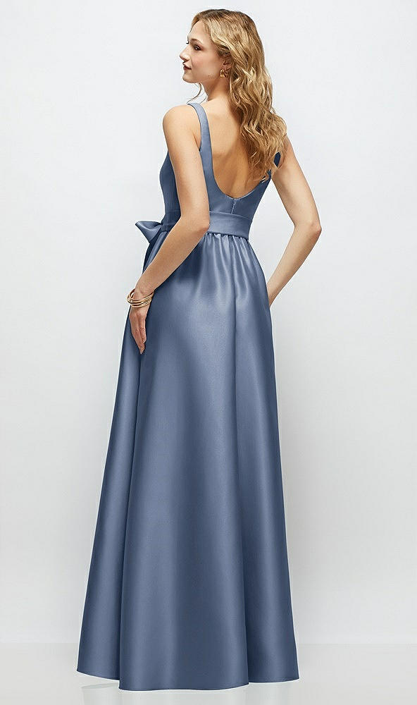 Back View - Larkspur Blue Scoop-Neck Tank Bodice Maxi Dress with Full Skirt