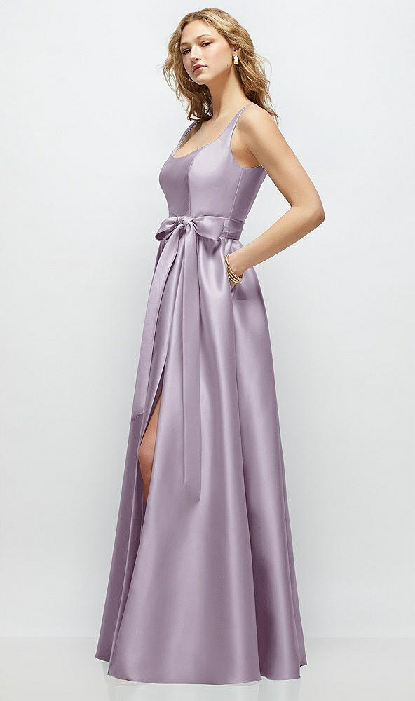 Front View - Lilac Haze Scoop-Neck Tank Bodice Maxi Dress with Full Skirt