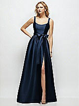 Side View Thumbnail - Midnight Navy Scoop-Neck Tank Bodice Maxi Dress with Full Skirt