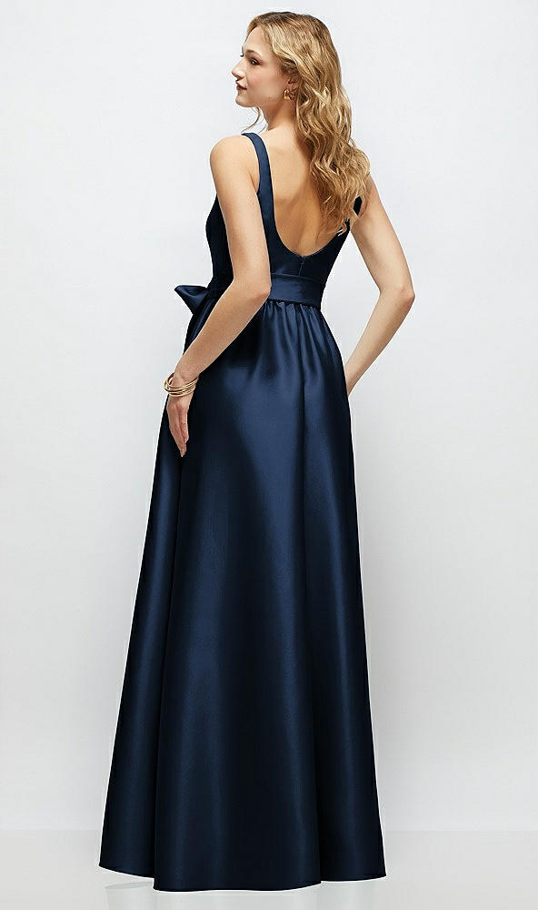 Back View - Midnight Navy Scoop-Neck Tank Bodice Maxi Dress with Full Skirt