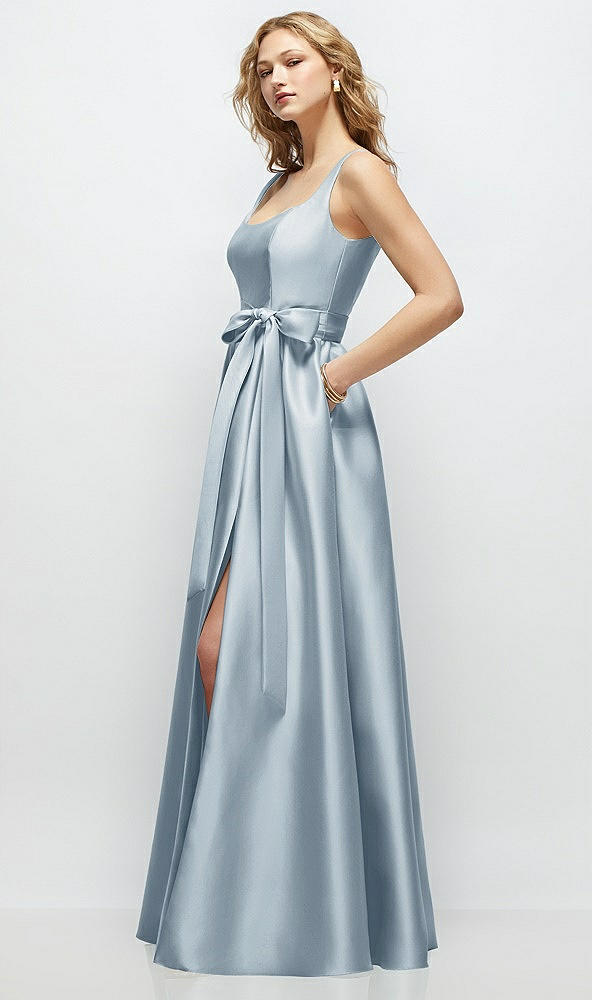 Front View - Mist Scoop-Neck Tank Bodice Maxi Dress with Full Skirt