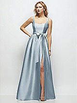 Side View Thumbnail - Mist Scoop-Neck Tank Bodice Maxi Dress with Full Skirt