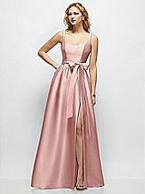 Side View Thumbnail - Rose Scoop-Neck Tank Bodice Maxi Dress with Full Skirt