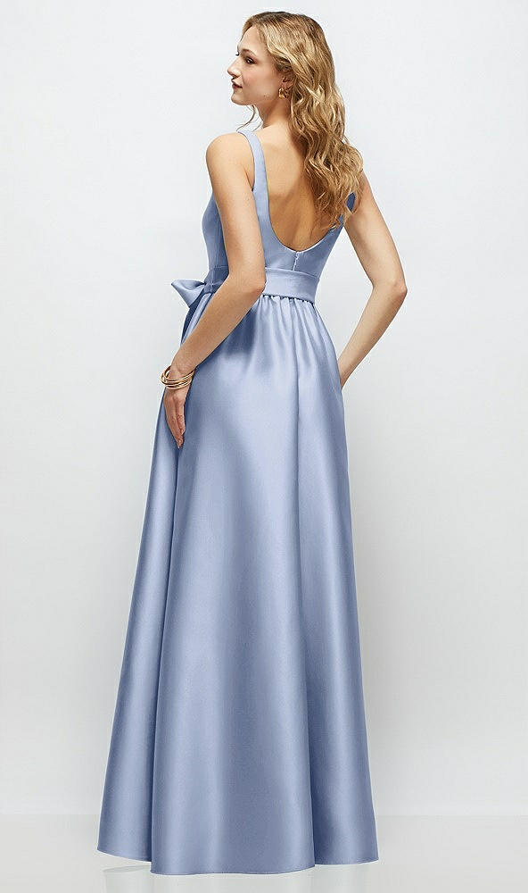 Back View - Sky Blue Scoop-Neck Tank Bodice Maxi Dress with Full Skirt