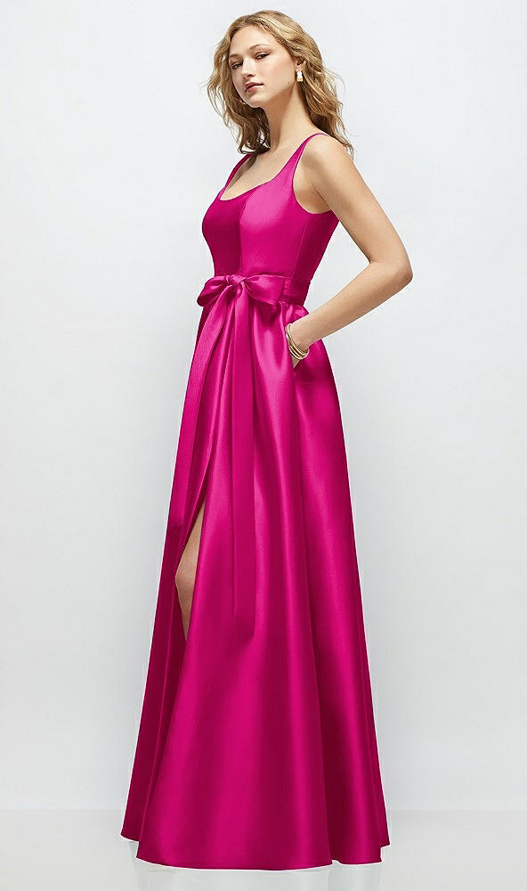 Front View - Think Pink Scoop-Neck Tank Bodice Maxi Dress with Full Skirt