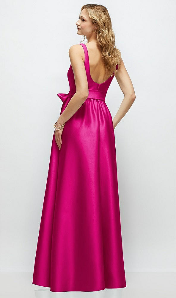 Back View - Think Pink Scoop-Neck Tank Bodice Maxi Dress with Full Skirt