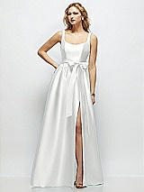 Side View Thumbnail - White Scoop-Neck Tank Bodice Maxi Dress with Full Skirt